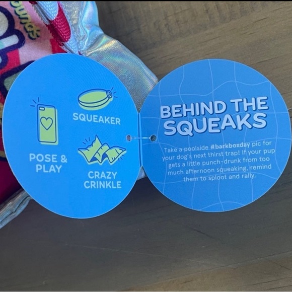 Pool Boy Pouch Summer Drink Squeaky Crinkle Bark Box Dog Toy - Picture 8 of 9